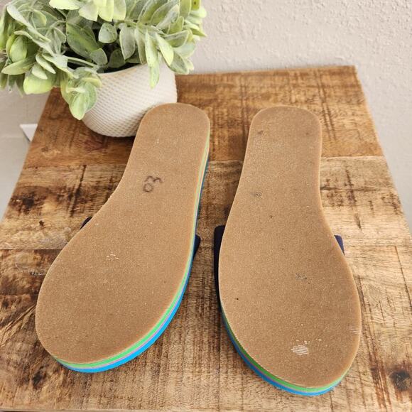 J. Crew Platform EVA Blue Stripe Slides Size 6 - Picture 3 of 12